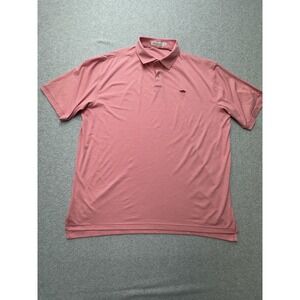 Peter Millar Polo Shirt Mens XL Red White Striped Featherweight Golf‎ Tree Logo